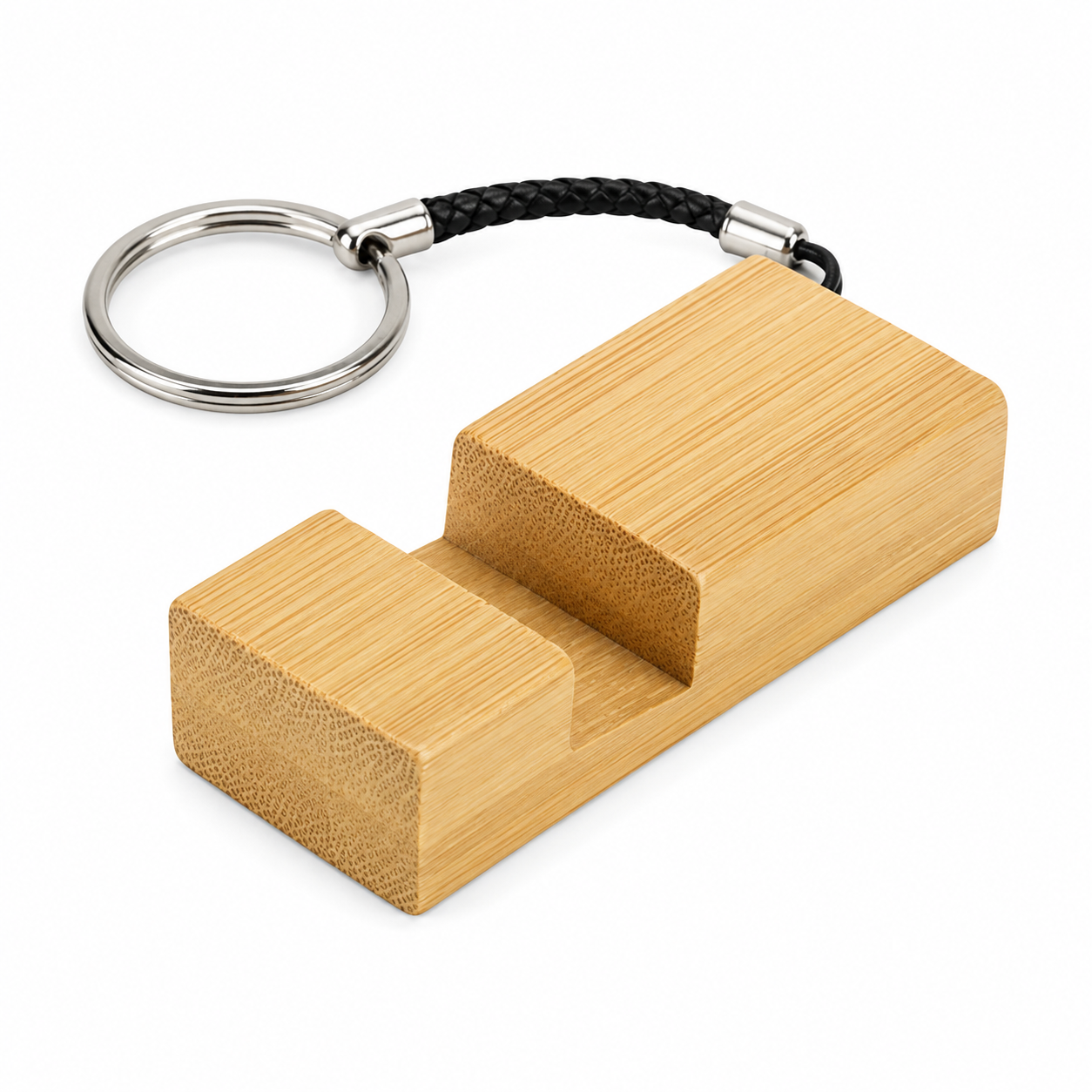 Bamboo phone stand keychain