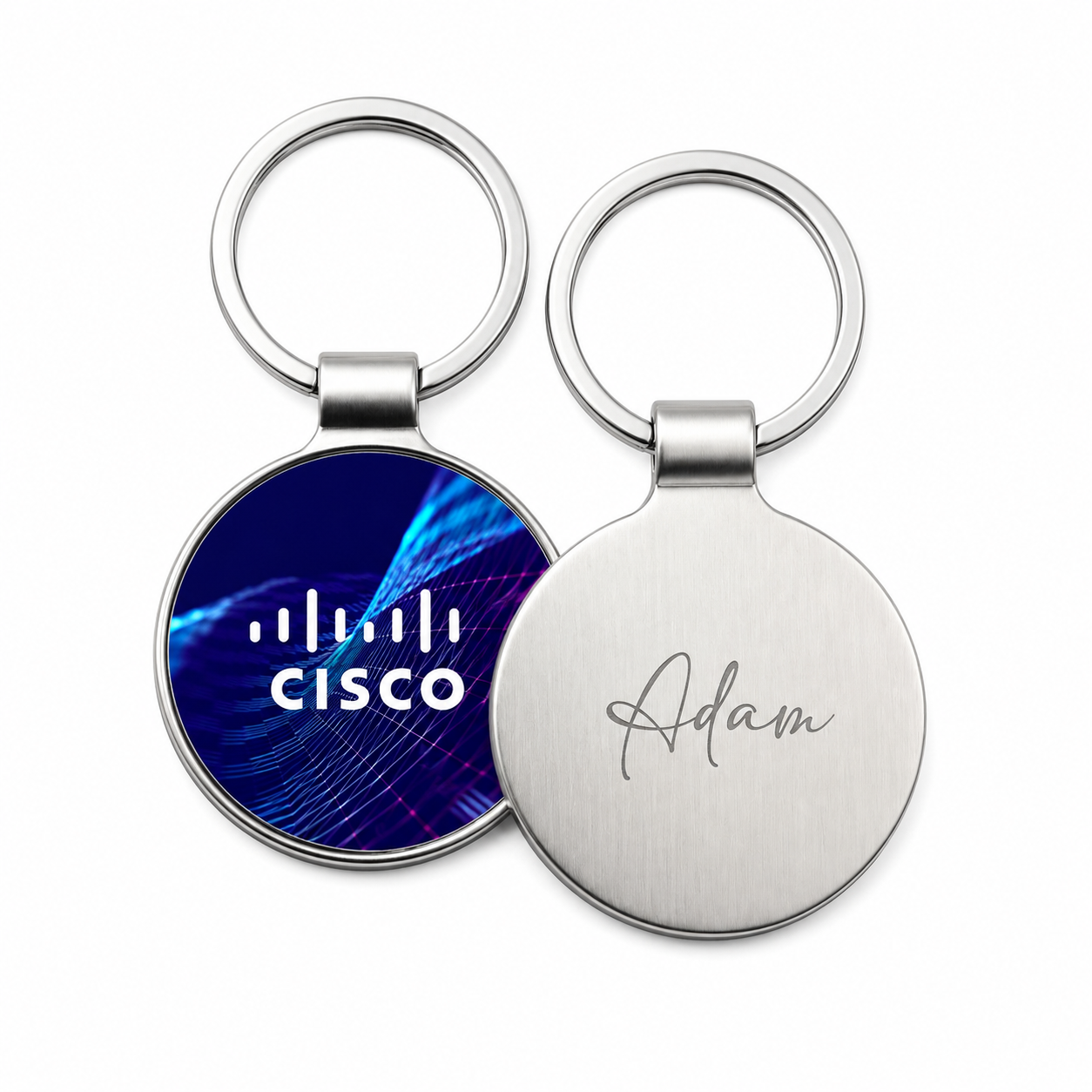 Round engraved keychains