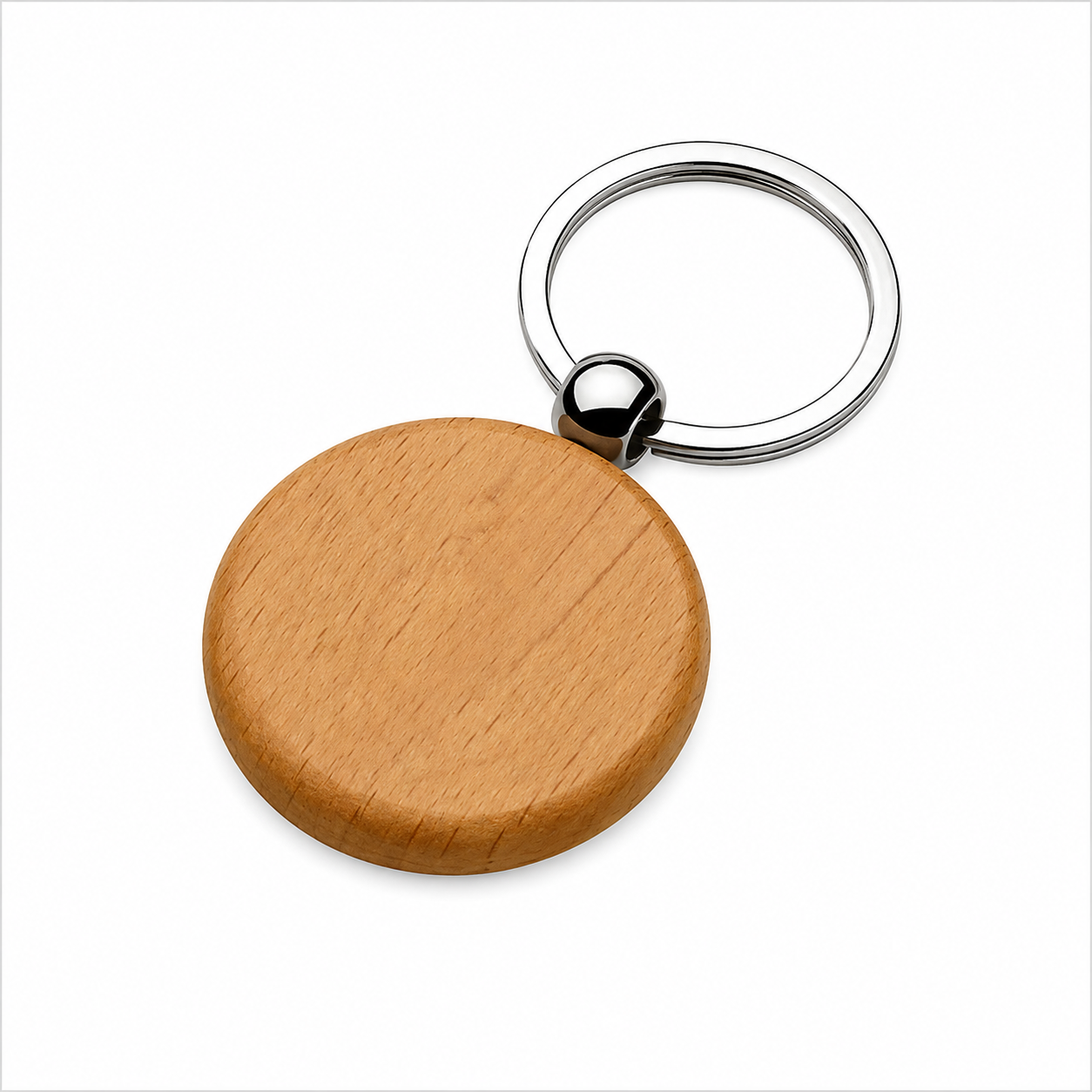 Round wood keychain